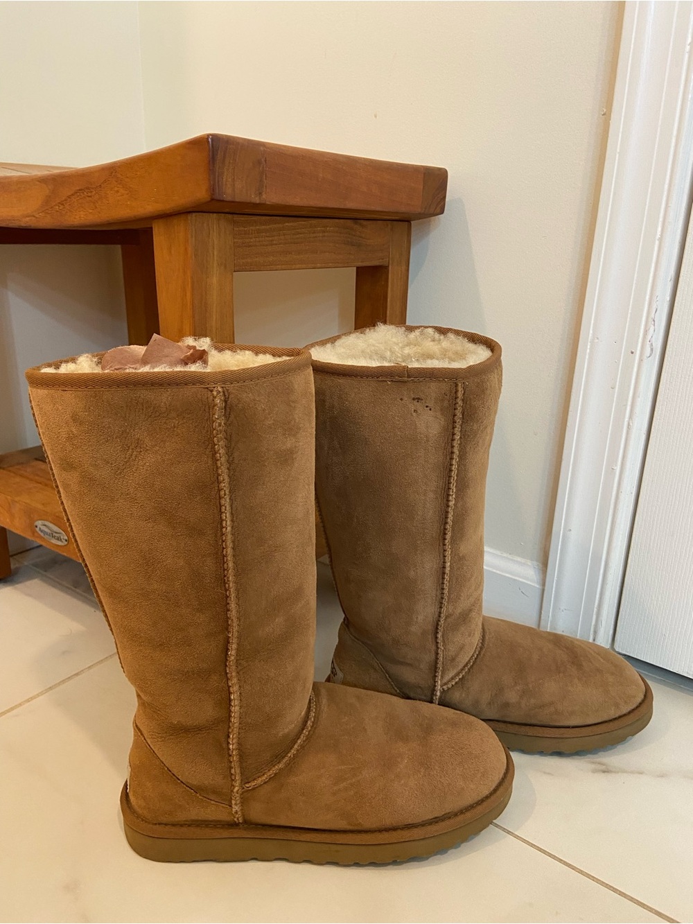 UGG Tall Shearling Boots in Chestnut Suede - Picture 3 of 10